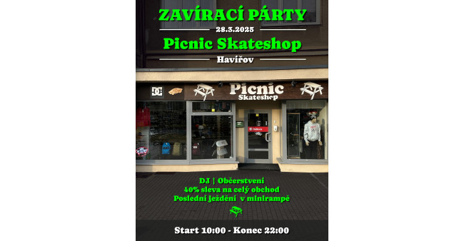 Kamenná prodejna Picnic Skateshop v Havířově končí.